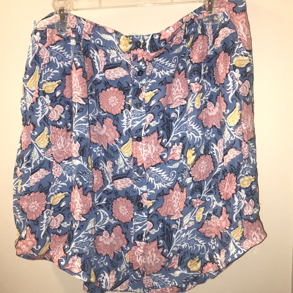 Ann Taylor Loft Floral Skirt Button Down front XL